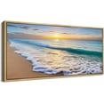 thumbnail image 5 of IDEA4WALL Extra Large Framed Canvas Print Wall Art Tropical Beach Sunrise Ocean Waves Landscape Nature Scenery Antique Retro Fine Art Seaside Decorative for Home Decoration - 60"x30", 5 of 5