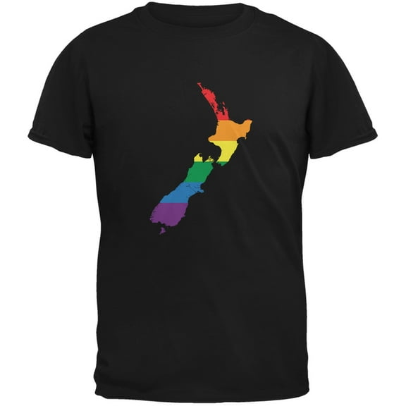 New Zealand LGBT Gay Pride Rainbow Black Adult T-Shirt - 2X-Large