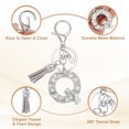 thumbnail image 3 of Llave de letra inicial Uxcell con borlas y perlas, llavero de letra Q brillante con strass y anillo para llaves, para bolsos, carteras y llaves de coche, plateado, 3 of 7