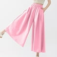 thumbnail image 2 of Lenpel Culottes Pants for Women Casual Elastic Waisted Palazzo Trousers Trendy Flowy Beach Pants with Pockets, 2 of 7