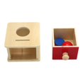 thumbnail image 1 of Ball Drop Toy Box Actividad de aprendizaje sensorial Juguete Educación temprana Rompecabezas de madera Caja de permanencia para pequeños Hugo Juguetes Montessori, 1 of 8