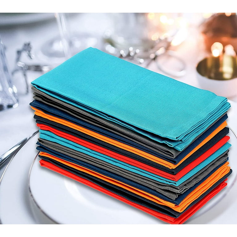 Ruvanti Cloth Napkins Set of 12, 18x18 inches Napkins Cloth Washable, Soft,  Durable, Absorbent, Cotton Blend. Table Dinner Napkins Cloth for Hotel,  Lunch, Restaurant, Wedding Event, Parties - Mustard 
