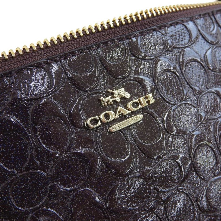 COACH Patent Signature Leather Pochette