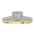 thumbnail image 2 of Halo Diamond Engagement Ring with Euro Shank Band Princess Cut Center in 14K Yellow Gold(1 1/4 cttw), 2 of 5