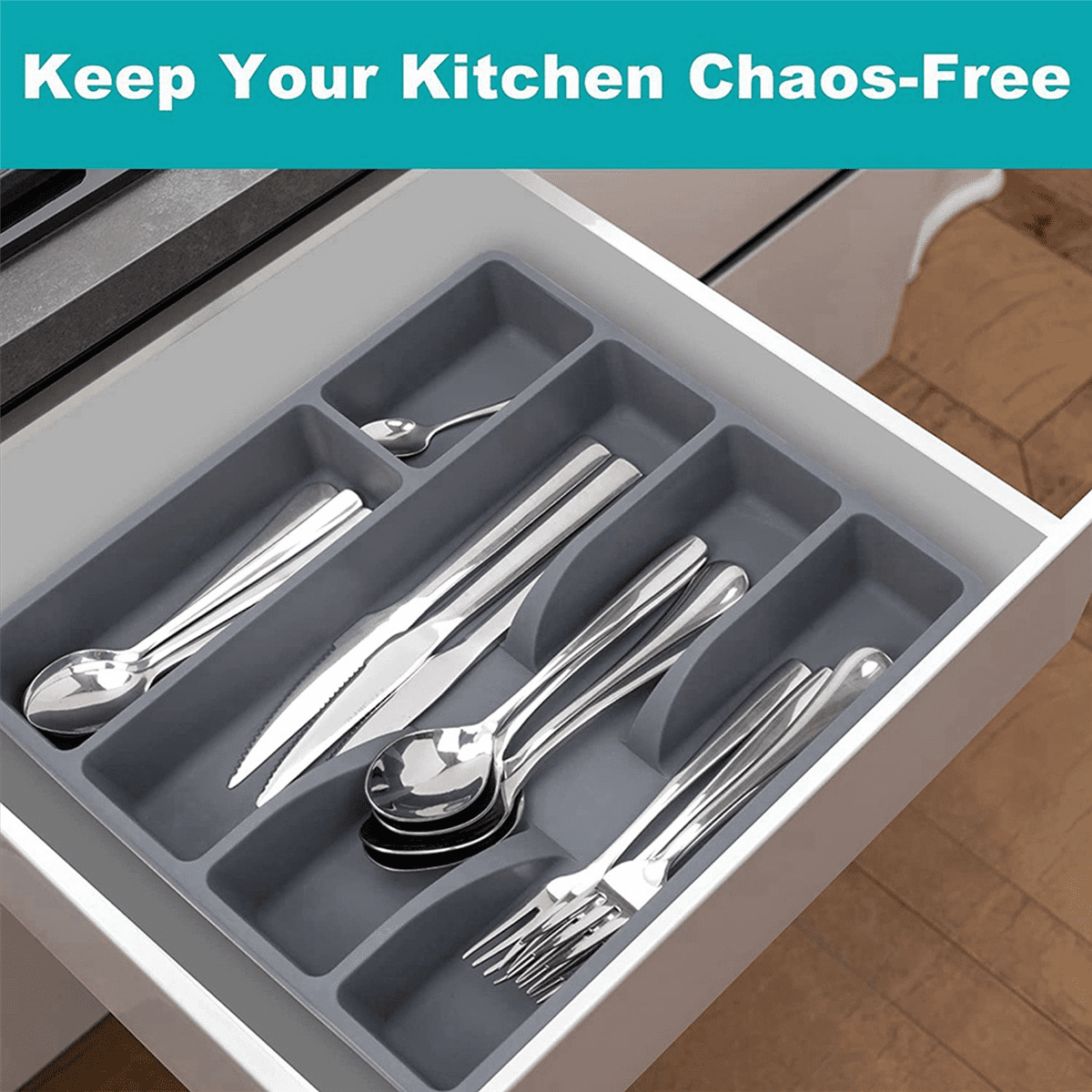 4X Drawer Kitchen Drawer Organizer Silverware Holder Utensil Organizer Cutlery Organizer Tray Flatware Organizers