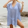 thumbnail image 6 of zaveiop Women's Loose Swimsuit Crochet Sexy V Neck Swim Coverups Bathing Suit Bikini Cover up Vacation Summer Beach Dresses (Sky Blue, One Size), 6 of 7