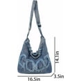 thumbnail image 4 of Denim Hobo Tote Bag for Women Large Casual Crossbody Jean Shoulder Purse Blue, 4 of 6