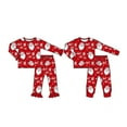 thumbnail image 2 of Conjunto de pijamas navideños para hermanos y hermanas, pantalones de manga larga, pijamas de Papá Noel y tela de seda con leche con patrón de azúcar de caña, 2 of 3