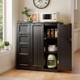 thumbnail image 3 of Kitchen Pantry Storage Cabinet with 4 Drawers & Doors, Floor Storage Cabinet with Adjustable Shelf & Anti-Tip Hardware, Buffet Sideboard Coffee Bar Cabinet for Kitchen, Bathroom, Living Room, Black, 3 of 9
