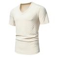 thumbnail image 1 of pstuiky Camisas casuales de manga corta para hombre, Camiseta de manga corta con cuello en V y estampado liso para hombre camisas casuales para hombre s, 1 of 8