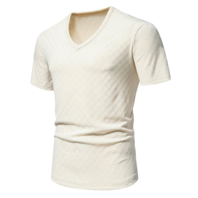 pstuiky Camisas casuales de manga corta para hombre, Camiseta de manga corta con cuello en V y estampado liso para hombre camisas casuales para hombre s