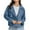 Navy, variant on Nfurl Womens Cropped Trench Coat Trendy Casual Double Breasted Crop Jackets Fall Notch Collar Coats Fall Winter Windproof Outerwear Gray XL