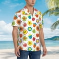 thumbnail image 2 of Wukai Cartoon Flowers Men's Hawaiian Shirt Short Sleeve Casual Button Down Summer Beach Aloha Shirt Tropical Print Holiday Party, 2 of 8