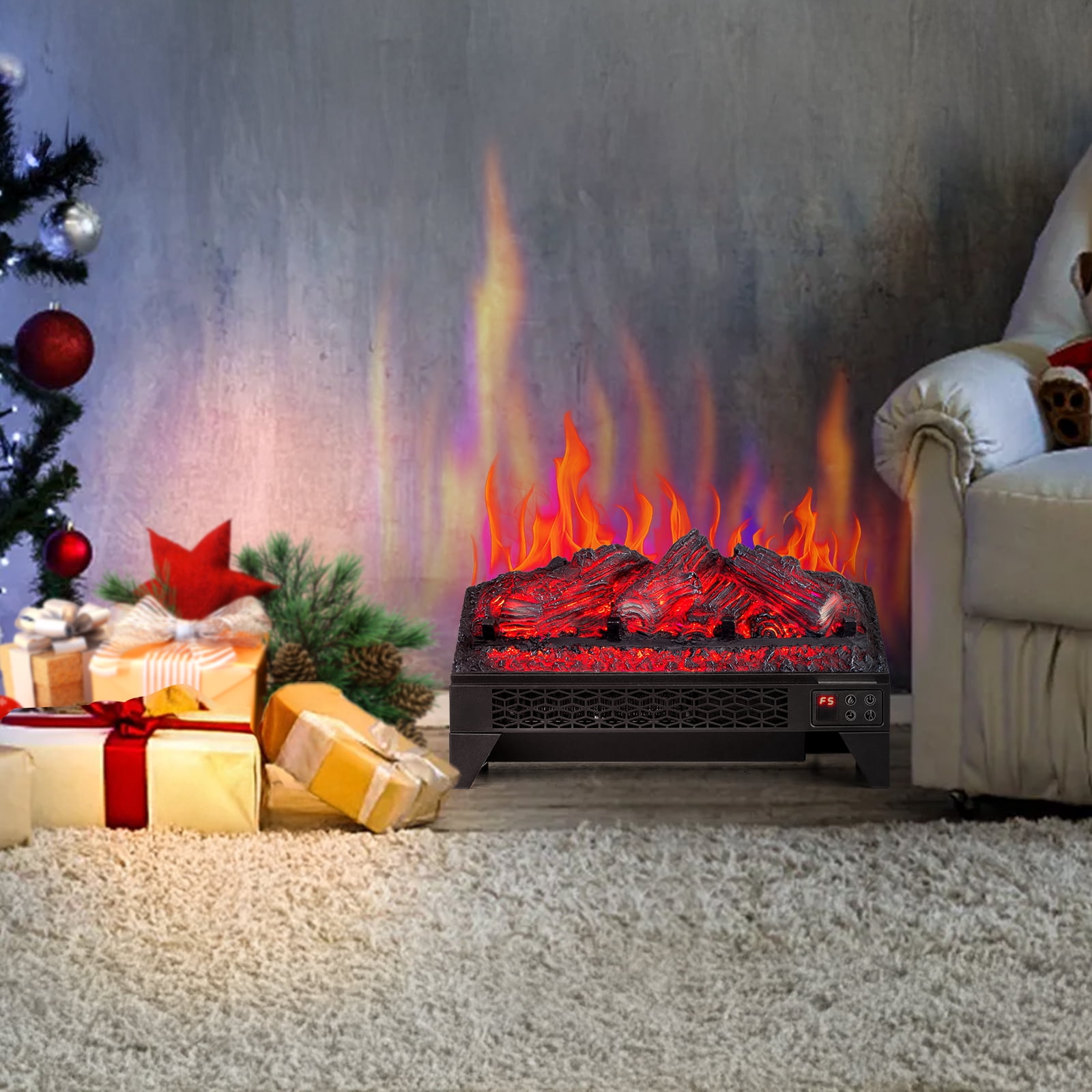 Zimtown 18'' Electric Fireplace Insert, Remote & WiFi Control