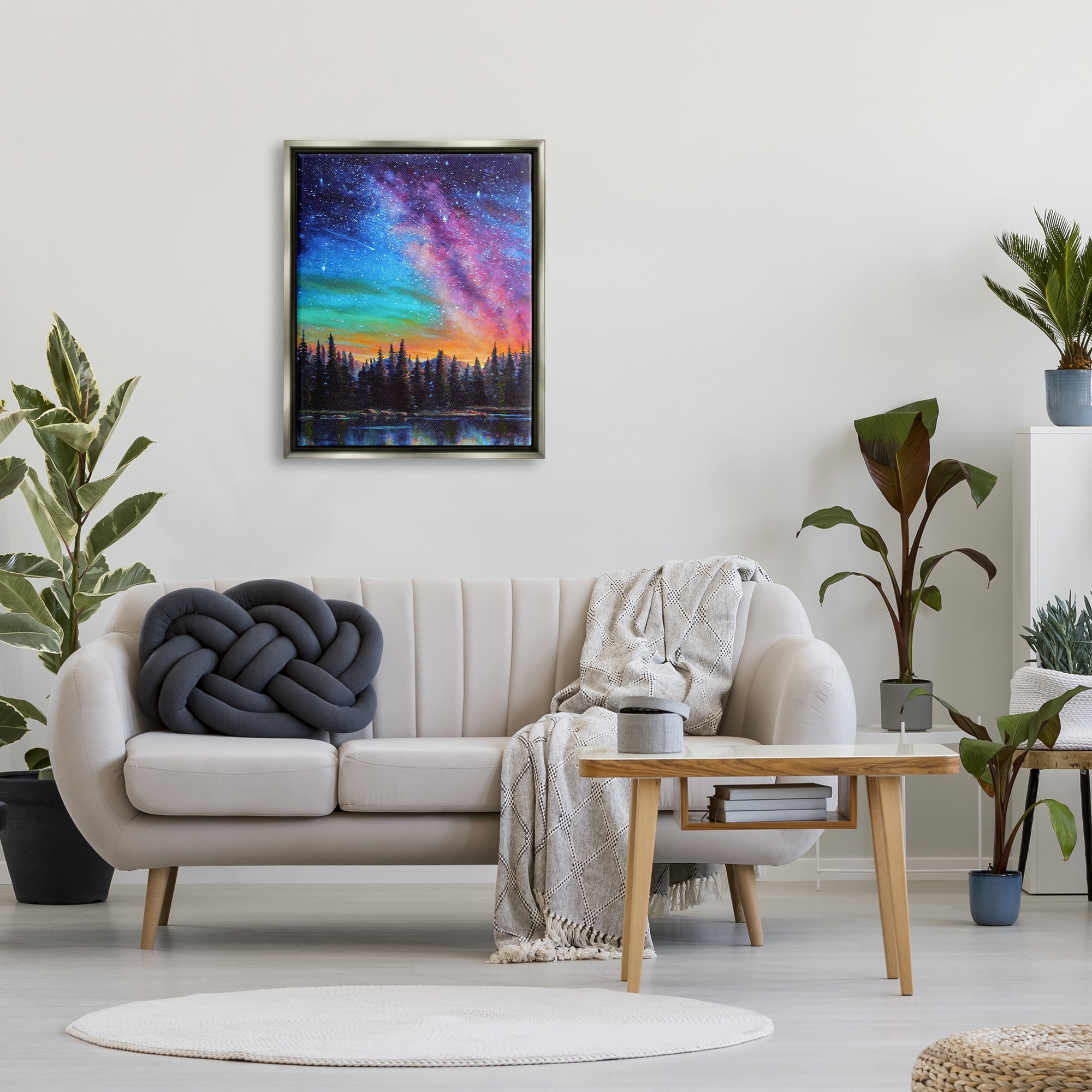 Stupell Industries Vivid Nebula Landscape Nature Painting Gray Floater Framed Art Print Wall Art, 25 x 31