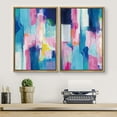 thumbnail image 3 of PixonSign Framed Canvas Print Wall Art Set Pastel Blue and Pink Color Blocks Geometric Shapes Illustrations Modern Art Contemporary Colorful Ultra for Living Room, Bedroom, Office - 24"x36"x2 NATURAL, 3 of 5