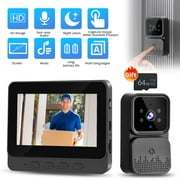Podofo Wireless Video Doorbell with Camera and Monitor WiFi Doorbell Intercom System, 1080P Camera with Monitor, Video Door Phone 4.3" Screen,2.4G with 64G SD Card