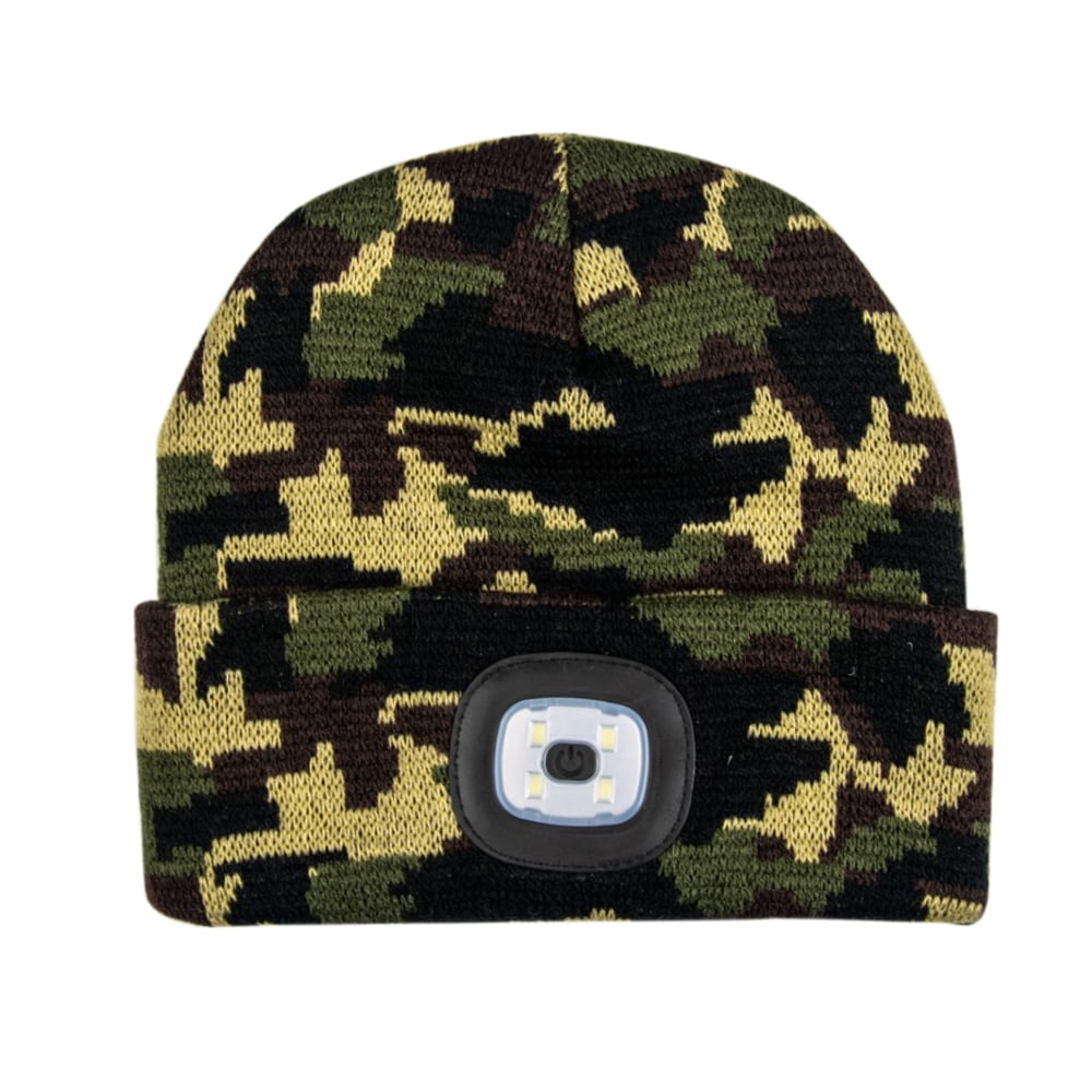 Hats With Lights Built In Unisex Kintted Hat Built-in 4Pcs Led Lights Autumn Winter Warm Beanie