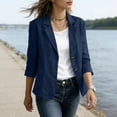 thumbnail image 5 of Brnmxoke Blazer Dress for Women 2026 Summer Casual Long Sleeve Loose Lapel Collar Button Front Business Workout Blazer Jackets with Pockets Navy,L, 5 of 9