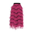 thumbnail image 3 of miqiqism Women's High Low Long Skirts Sweet Elastic Waist Tulle Layered Ruffles Mesh Long Tiered Skirt,Hot Pink,, 3 of 5