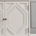 thumbnail image 6 of 33.6" Retro Wooden Sideboard Buffet Cabinet with Storage, Geometric Accent Display Cabinets with Adjustable Shelf, Media Console Credenza for Living Room/Entryway/Dining Room/Kitchen, White, 6 of 9