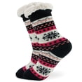 thumbnail image 3 of MySmile 1 Pair Women Men Christmas Slipper Socks Fuzzy Thermal Bed Sherpa Slipper Socks Fleece US 5-11 Christmas Socks Black Rose, 3 of 5