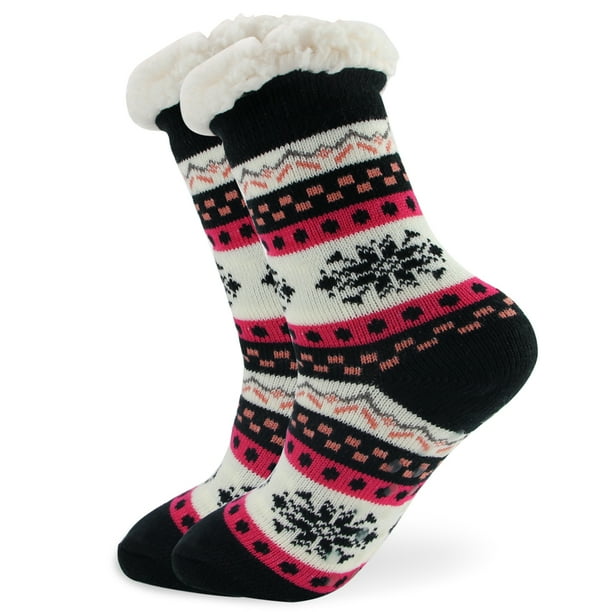 EZGO Winter Womens Thermal Cozy Fuzzy Sherpa Slipper Socks Fleecelined