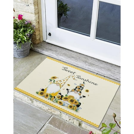 

Indoor Outdoor Mats Sweet Sunshine Dwarf and Sunflower Yellow Border Door Mat Non-Slip Absorbent Resist Dirt Entrance Mat Washable Welcome Mats for Entryway Low-Profile Floor Mats