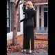 thumbnail image 4 of Vestido de Noche Fruncido para Mujer, de Larga, Ajustado, con Abertura y Escote en V, Liso, con Cintura , , para Otoño. Negro XL, 4 of 9