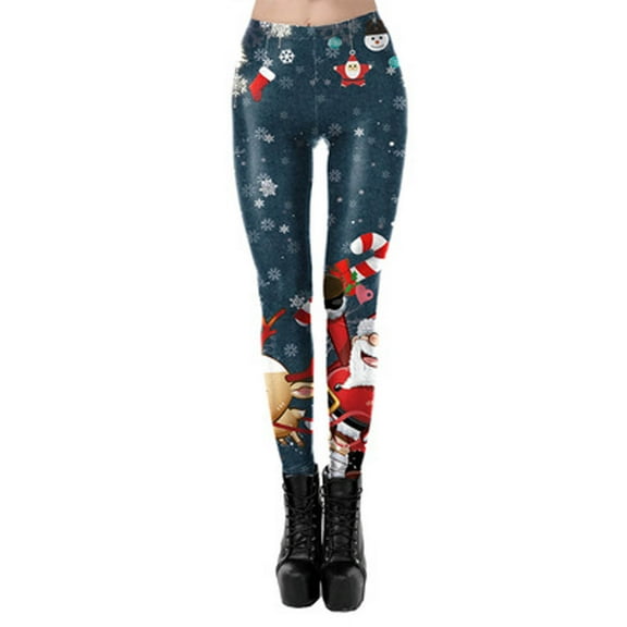 Up to 65 off!Lolmot Christmas Leggings for Women Funny Deer Xmas Santa Snowflake Print Costume Holiday Tights High Waist Workout Leggings Ugly Christmas Yoga Pants
