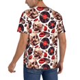 thumbnail image 2 of Rateoe record lips Skull Pattern Men’s Baseball Short Sleeve Polo Shirt, Midweight Men's Shirt Golf Shirt Polo Shirts Quick Dry Short-Medium, 2 of 7