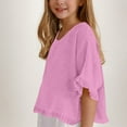 thumbnail image 2 of EnJoCho Casual Girls Linen Shirt Short Sleeve Gauz𝖾 Lightweight 𝖱uffle Tops Spring 2026 Kids 5-16 Years Tee Shirts Blouse, 2 of 6