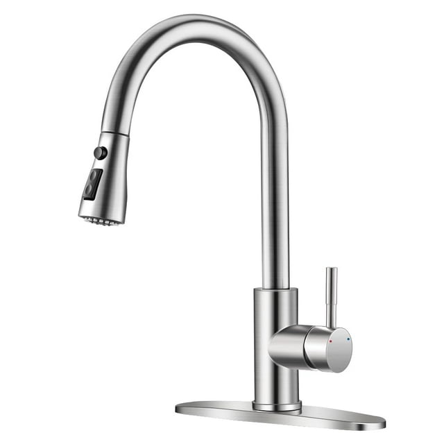 Grifo de cocina OWOFAN de níquel cepillado con pulverizador desplegable
