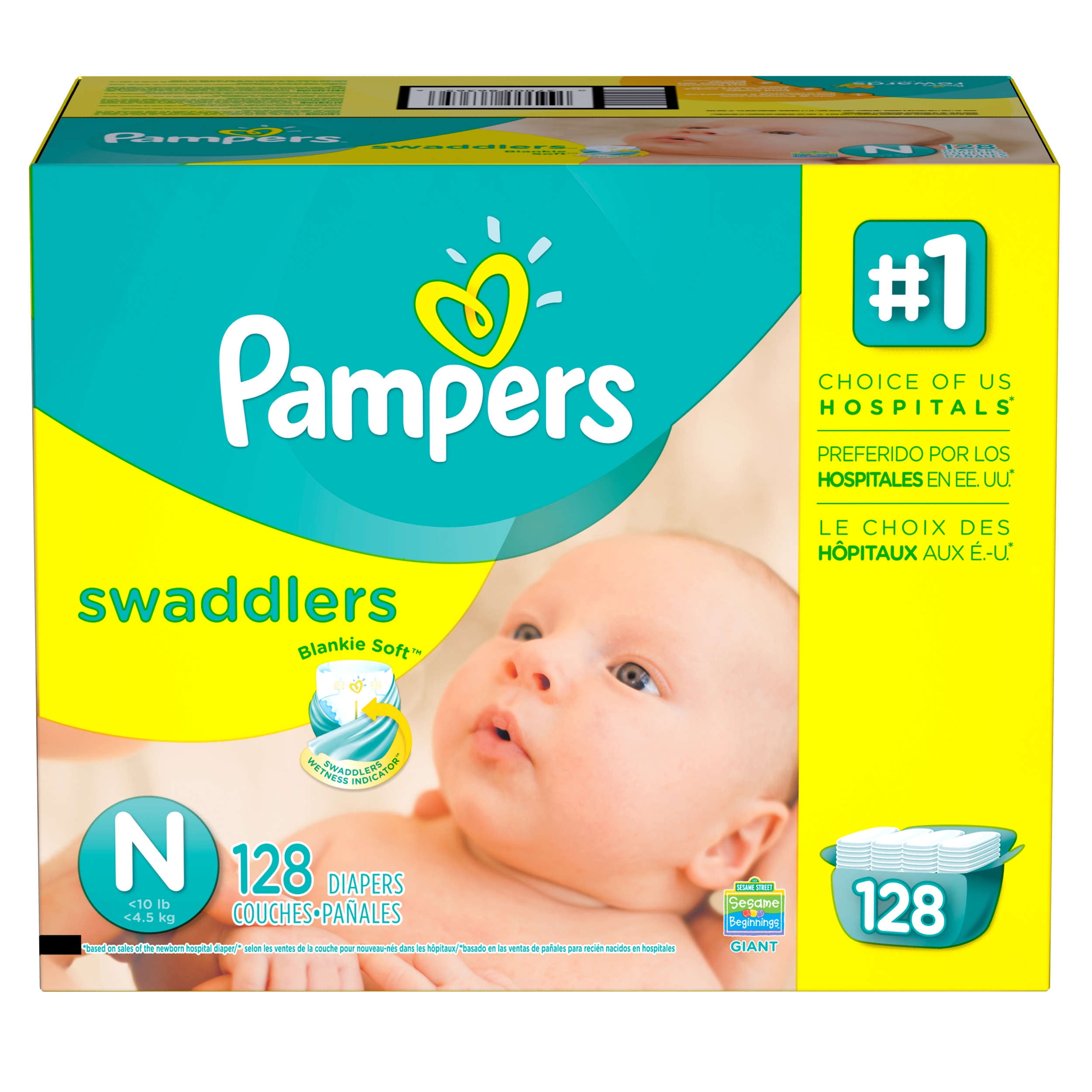 Pampers Swaddlers Newborn Diapers Size 0 128 count Walmart.com