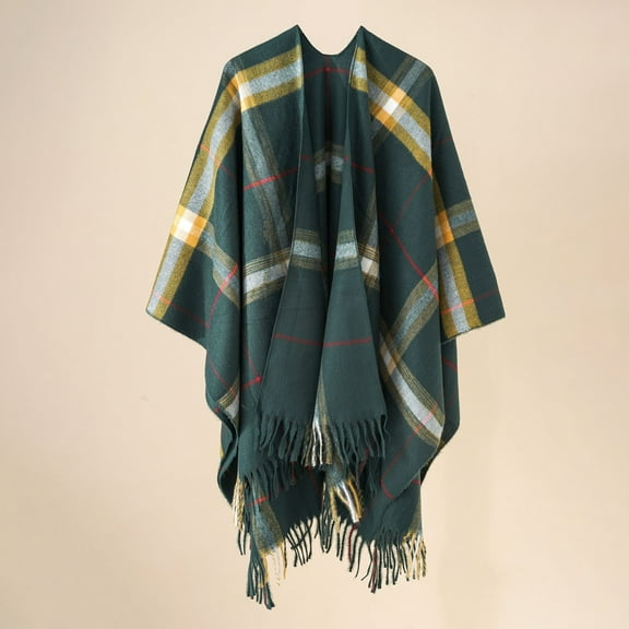 2024 New Hot Sale in Europe and America Gradient Plaid Shawl Outer Match Cloak Autumn and Winter Blanket Warm Tassel