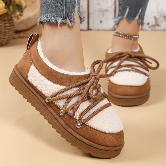 Willtoo Women's Winter Snow Boots Comfort Plush Warm Sneakers Indoor/Outdoor Anti-Slip Leisure Short Boot Thick Bottom Loafers