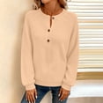 thumbnail image 2 of TaTaai Women's Casual Loose Fashion Solid Color Waffle Long Sleeve Pullover Top Ladies Soft Breathable Blouse for Daily Work Travel Shopping Streetwear Spring Winter Wear Gift, 2 of 9
