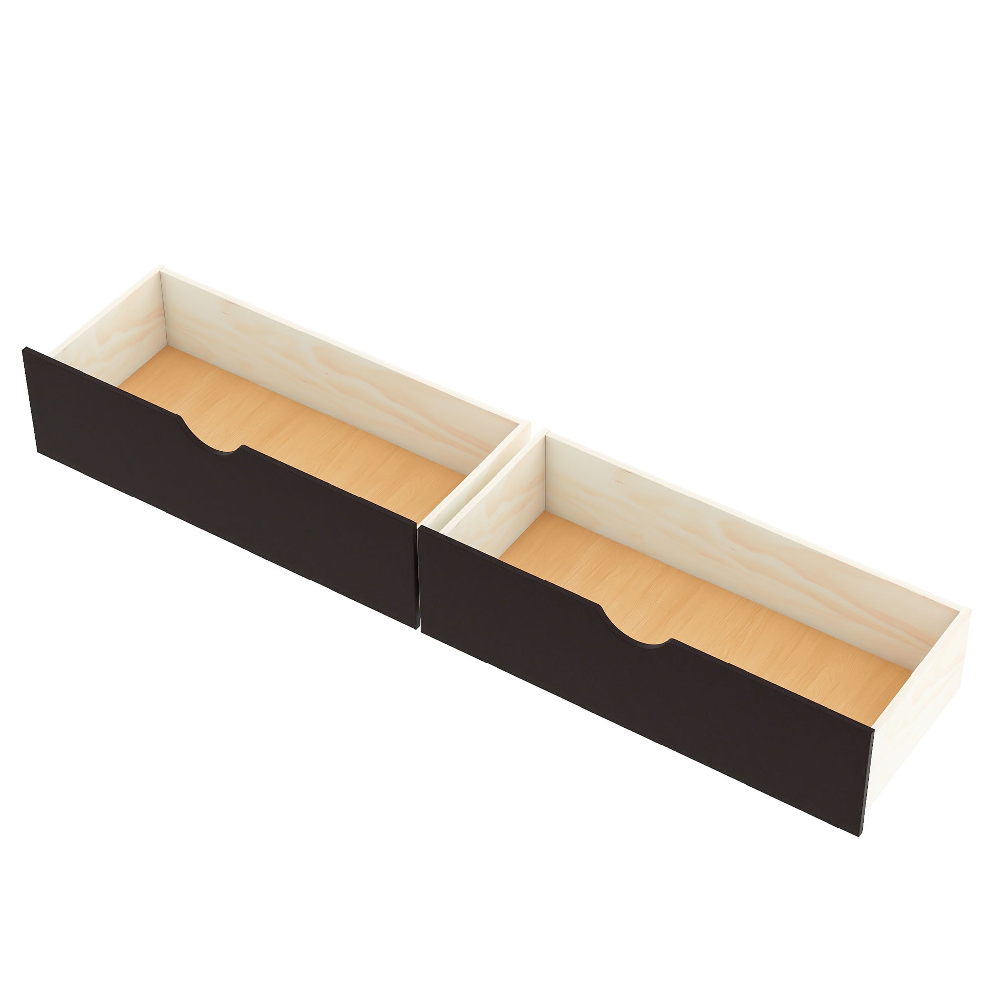 Euroco Pine Wood L-Shaped Twin Platform Bed with Trundle, 3 Beds in One for Bedroom, Trundle Bed with Drawers and Built-in Desk, Espresso