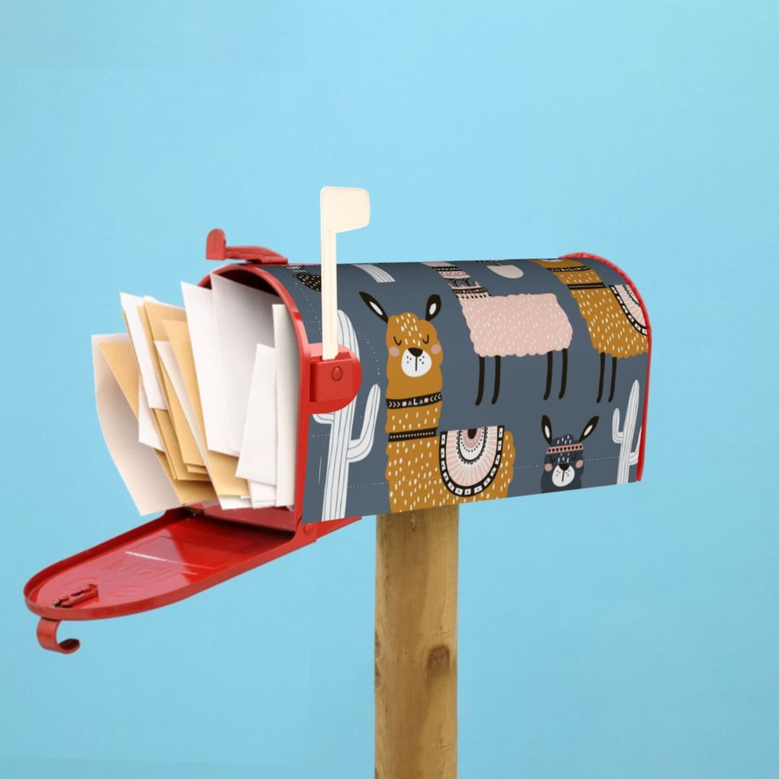 Xecao Llama and Cactus for Mailbox Cover with Magnetic Strips, Waterproof and Sunscreen, Adds a Decorative Touch to Your Garden Yard.