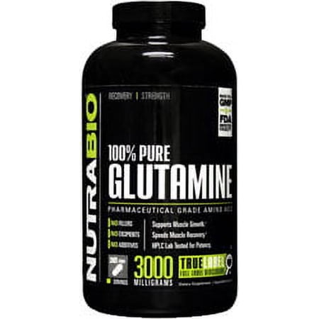 NutraBio Kosher Glutamine 3000 Mg - 360 Vegetable Capsules