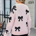 thumbnail image 5 of CaiJunJia Sweaters for Women Fall Winter Women's Casual Round Neck Bow Tie Printed Knitted Sweater Long Sleeved Pullover Top Blouse, 5 of 6