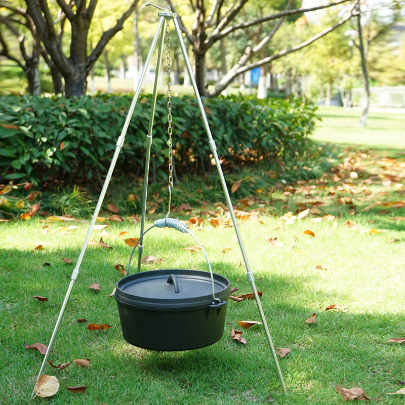 Camping Outdoor Cast Iron Cooking Tripod for Camp Fire Dutch Oven Pot Pan Holder 