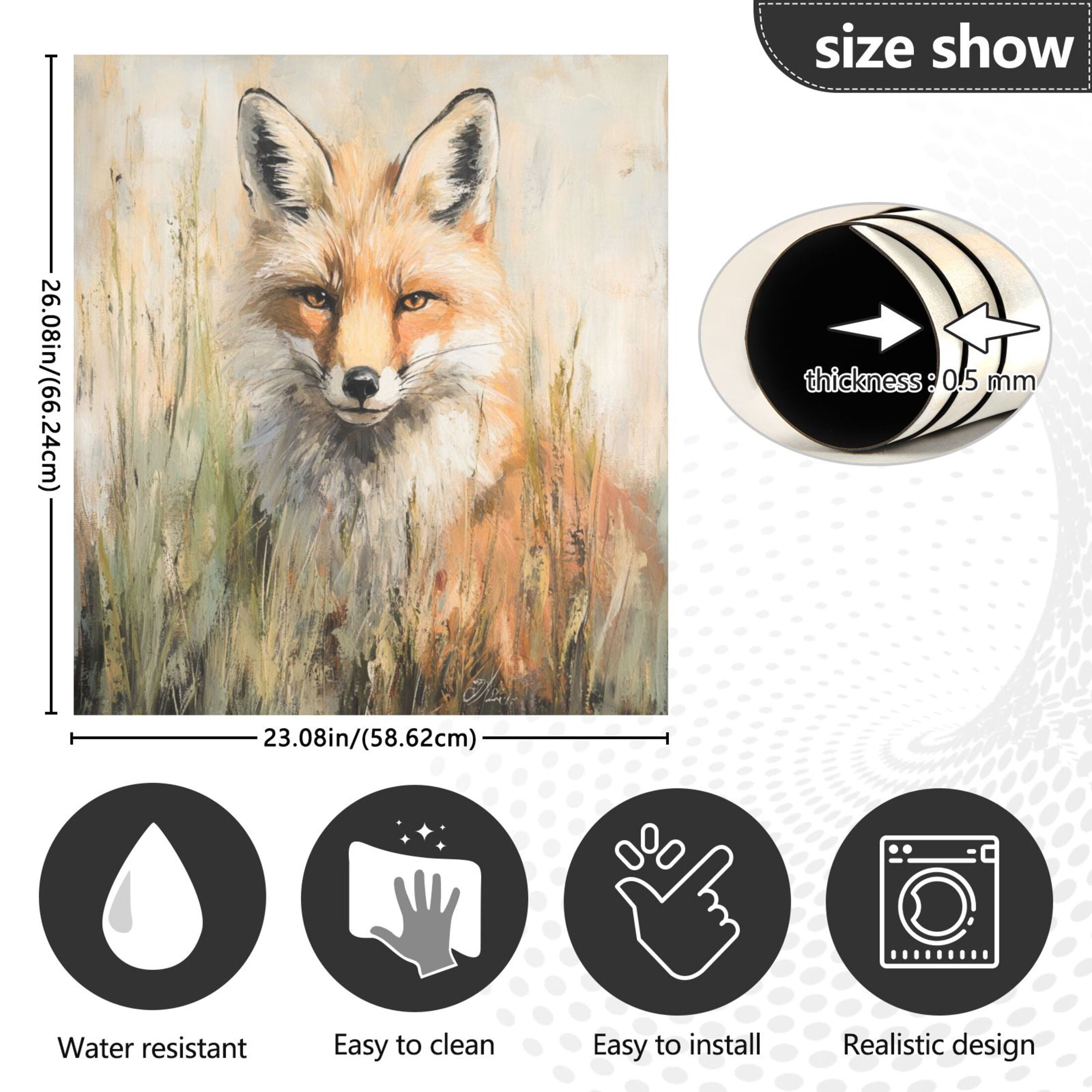 Dishwasher Magnetic Sticker 23x26 Inch Refrigerator Magnetic Sticker Washing Machine Magnetic Sticker Kitchen Panel Magnetic Sticker Home Decor Lone Orange Fox