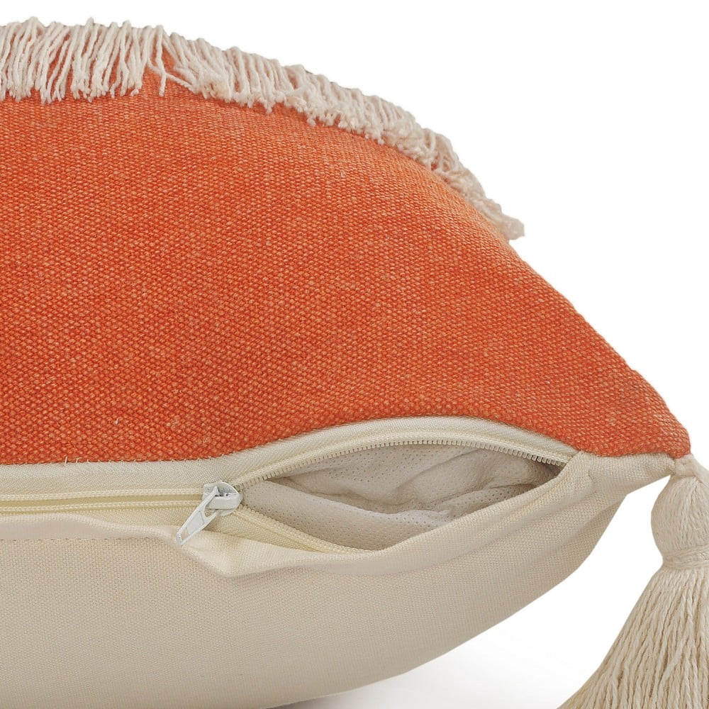 Ox Bay 14" x 36" Orange/ White Color Block Organic Cotton Pillow Cover