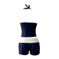 thumbnail image 5 of CUZIBR Girls Swimsuit Two Piece Floral Print Summer Sleeveless Halter Neck Beachwear Tank Tops And Shorts Tankini Sets Bathing Suit,Navy,15-16 Years, 5 of 7