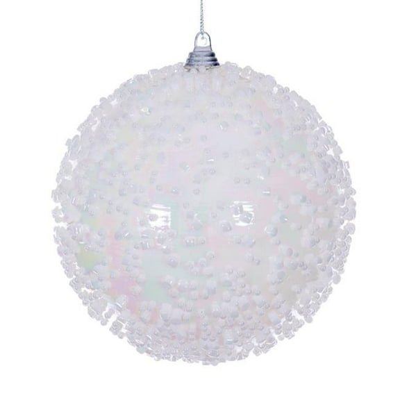 Vickerman MC250711W 4.75 in. White Iridescent Bead Ball Ornament - 3 per Bag