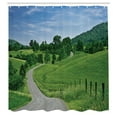 thumbnail image 2 of Ambesonne Scenic Summer Shower Curtain, Idyllic Road Forest, 69"Wx84"L, Fern Green Sky Blue, 2 of 4