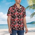 thumbnail image 6 of Uemuo Rose Flowers Printed Regular Fit Short Sleeve Casual Hawaiian Shirt for Men,Aloha shirt,Tropical shirt,Floral print shirt,Vacation Beach shirt-, 6 of 9