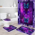 thumbnail image 3 of FMSHPON Butterfly 4 Piece Bathroom Set Shower Curtain Bath Rug Contour Mat and Toilet Lid Cover, 3 of 8