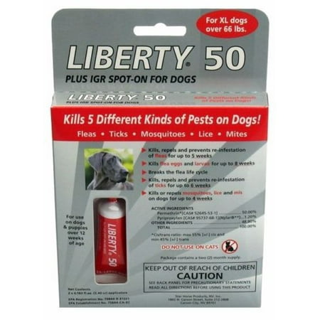 Liberty 50 Kills Flea,Ticks, Mosquitoes, Mites Dogs X-large over 66 LBS 2 Months